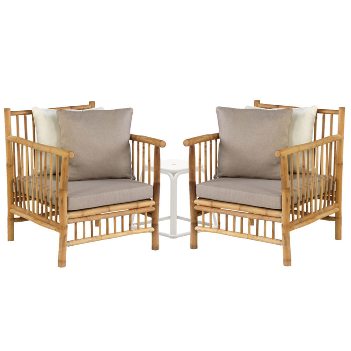 WOOOD Bamboe bistro loungeset 3-delig - dobby bijzettafel