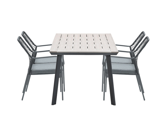 5-delige tuinset Dido tuinstoelen zwart - Vigo tafel