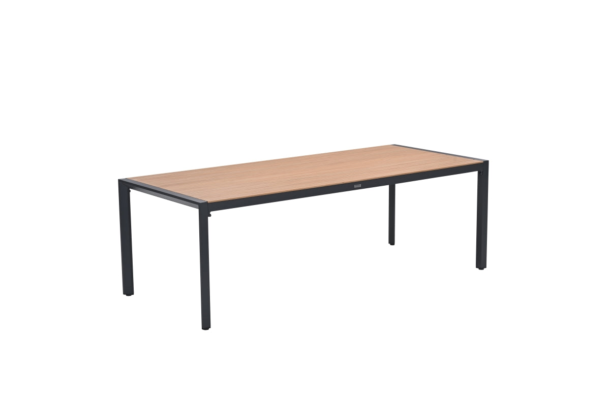 Felini tafel- 220x93 cm - carbon black - light teaklook