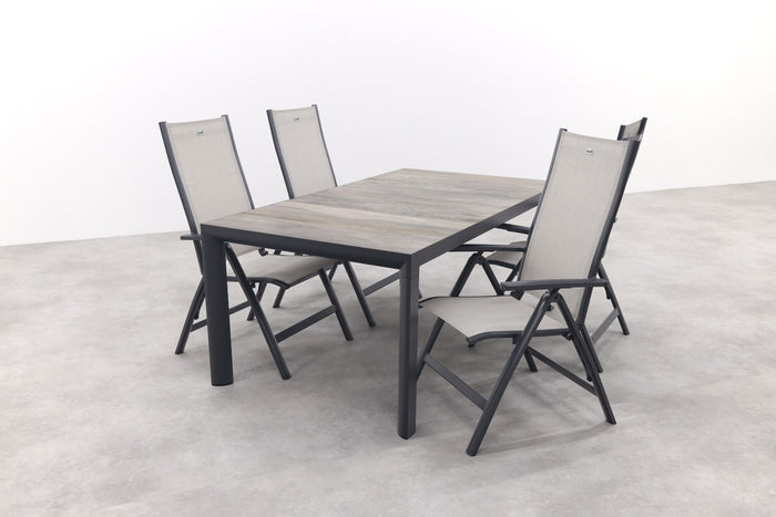 Hartman Monza|Kings verstelbare tuinset antraciet - 180x100 cm. - 5-delig