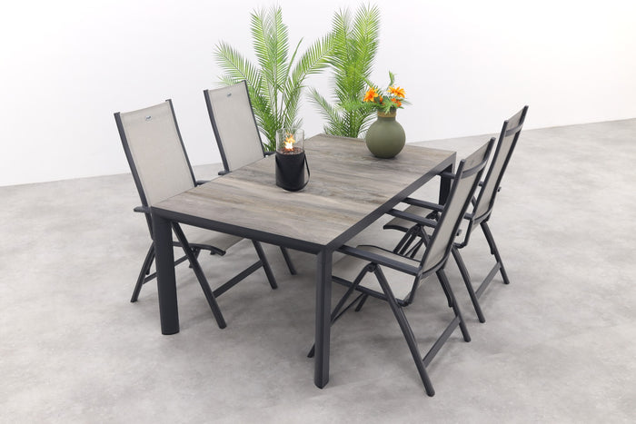 Hartman Monza|Kings verstelbare tuinset antraciet - 180x100 cm. - 5-delig