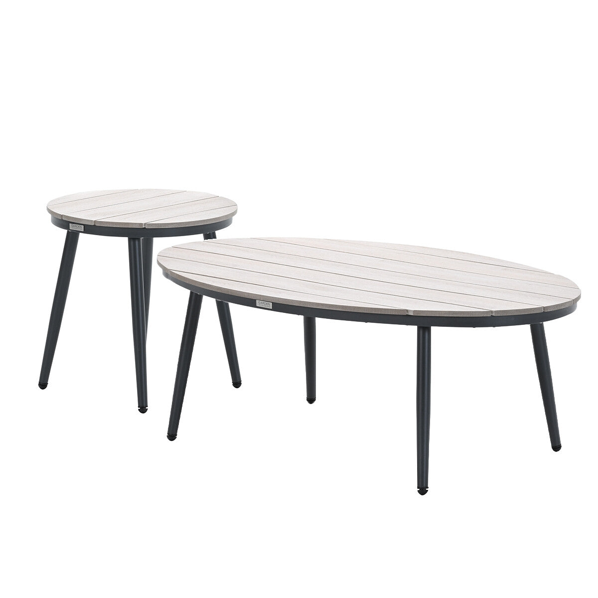 Garden Impressions Lucas bijzettafels donker grijs - Ø50 & 120x75 cm