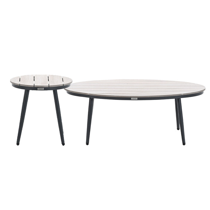 Garden Impressions Lucas bijzettafels donker grijs - Ø50 & 120x75 cm