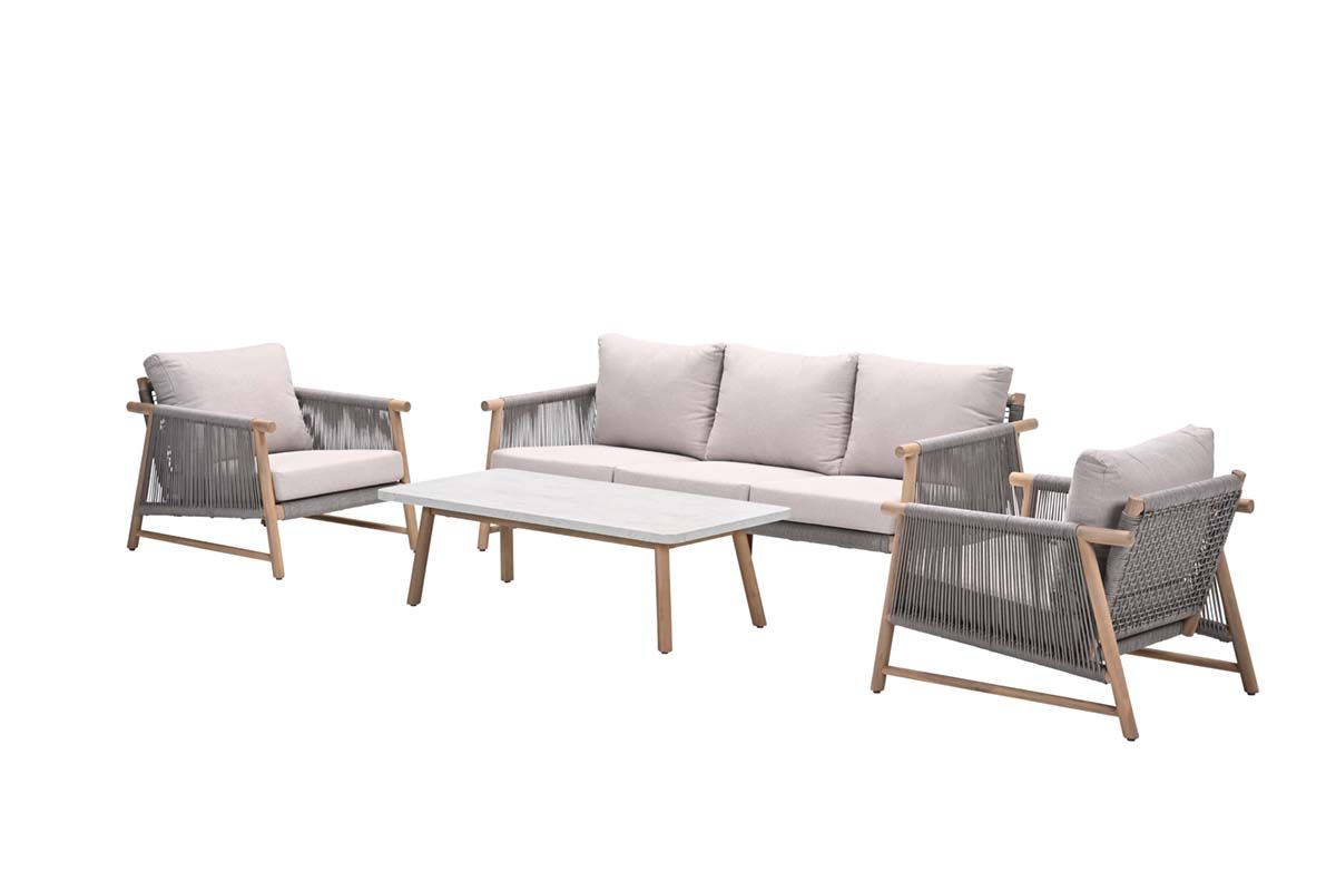 Meteor loungeset - 4-dlg. acaciahout met white wash - sand