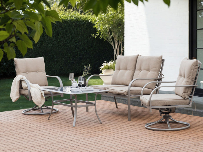 Beliani - MESTRINO - Loungeset 4-zits - Beige - Staal