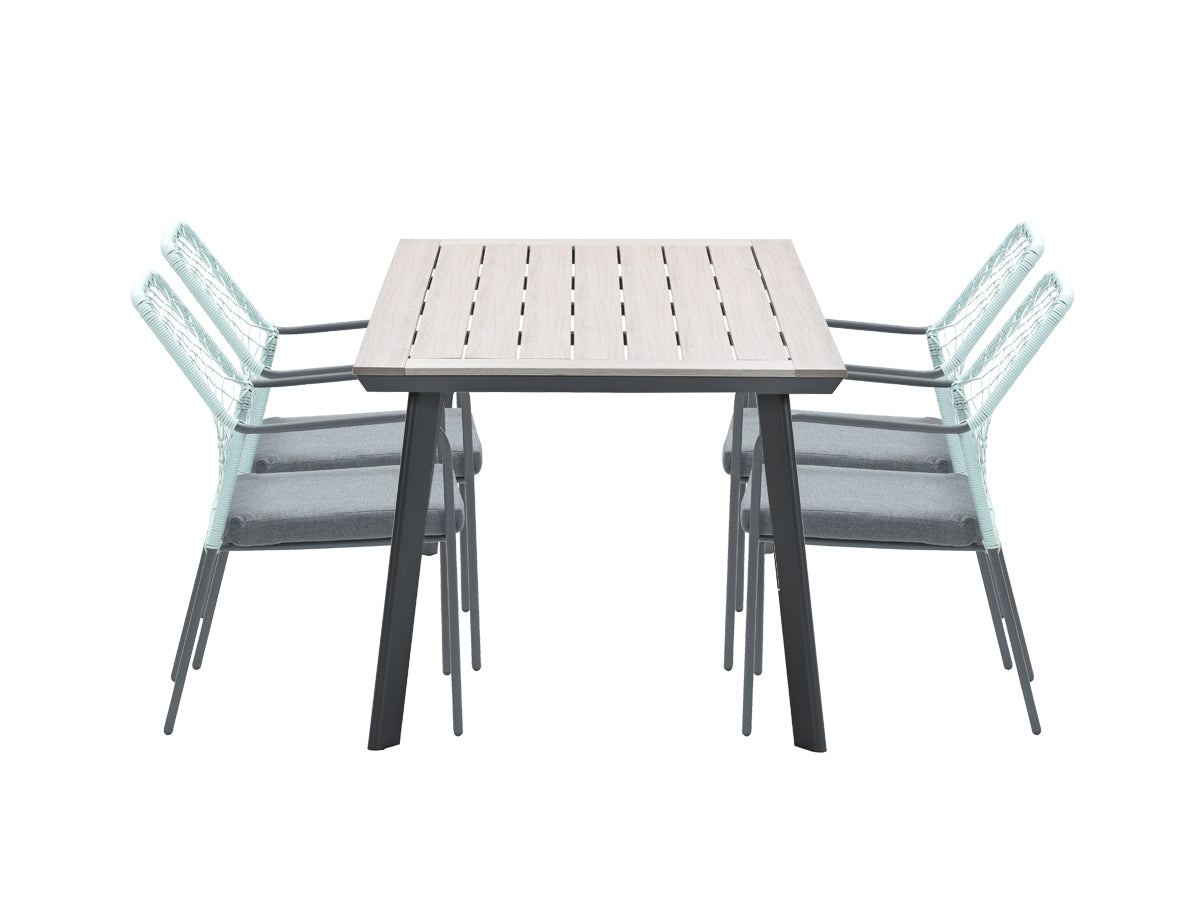 5-delige tuinset Dido tuinstoelen zachtgroen - Vigo tafel