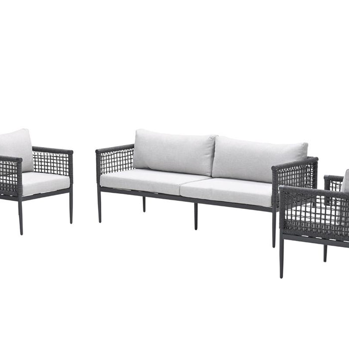 Teramon loungeset - 3-dlg. - c. black - rope dark grey - valley sand