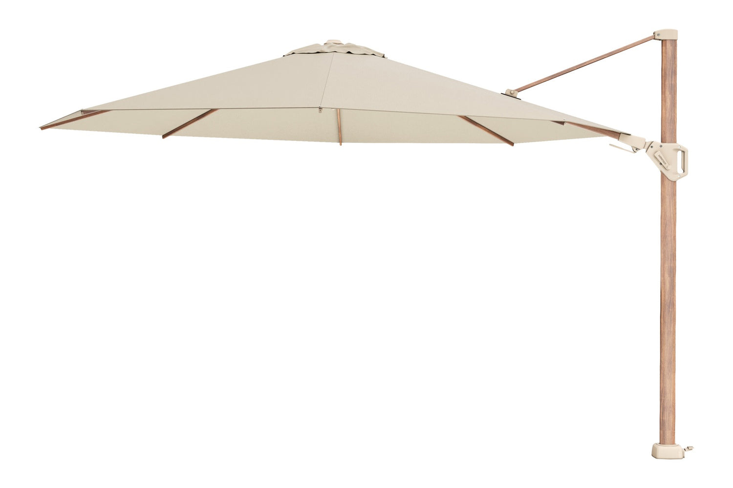 Platinum Challenger Zweefparasol T2 premium - 3,5 m. rond Champagne teak