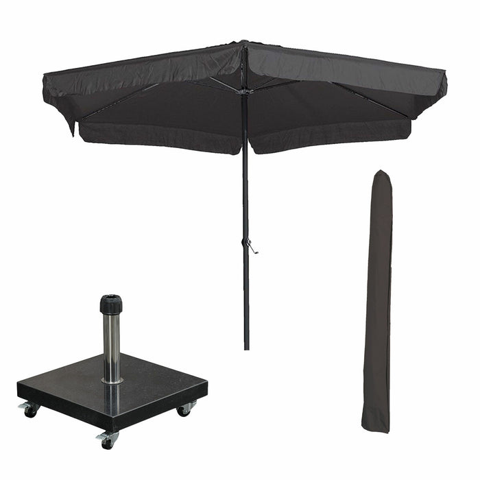 Garden Impressions Delta parasol Ø300cm d. grijs Eureka voet en hoes