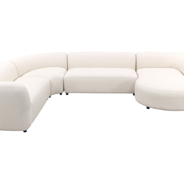 Madeira ronde u-vorm hoekbank + chaise longue links - Naturel Sunbrella