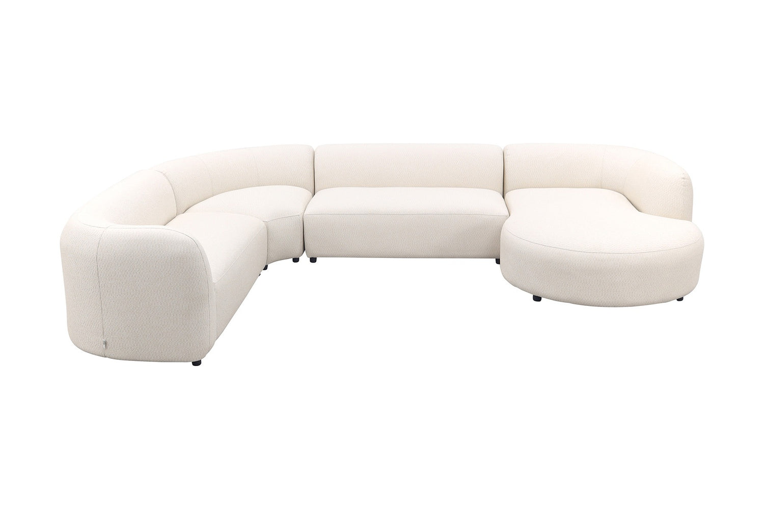 Madeira ronde u-vorm hoekbank + chaise longue links - Naturel Sunbrella