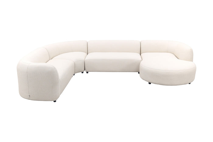 Madeira ronde u-vorm hoekbank + chaise longue links - Naturel Sunbrella
