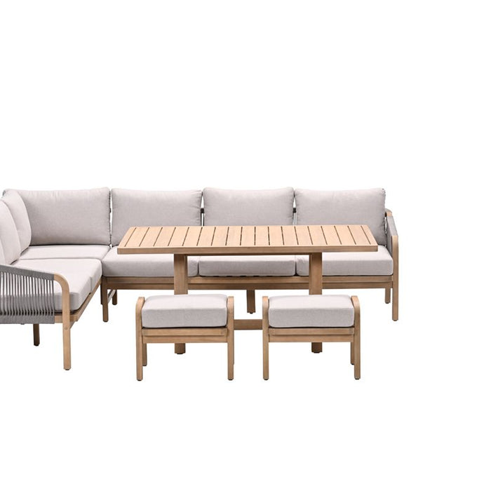 Santos lounge-diningset - 5-dlg.-links -acaciahout met white wash-sand