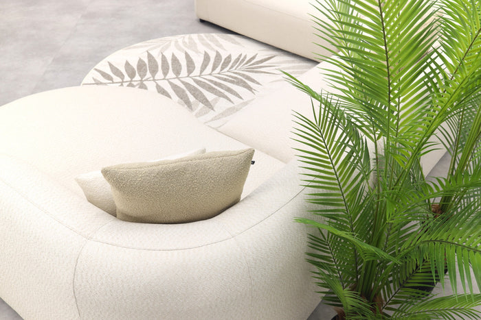 Madeira ronde u-vorm hoekbank + chaise longue links - Naturel Sunbrella