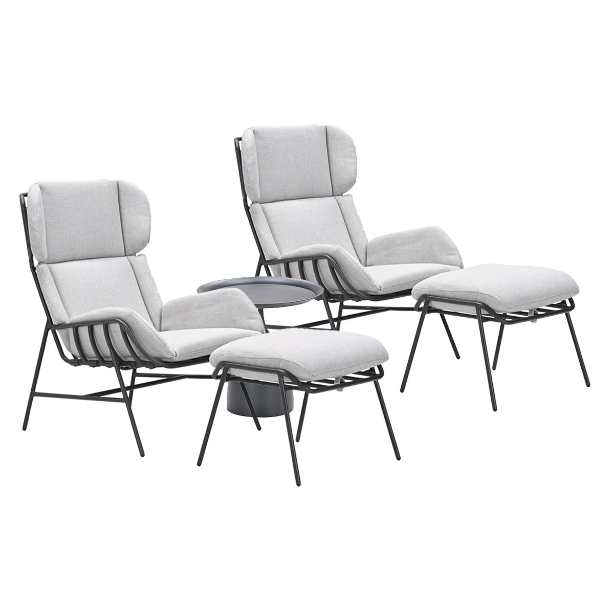 Garden Impressions Fresno loungestoelen donker grijs -Mati bijzettafel