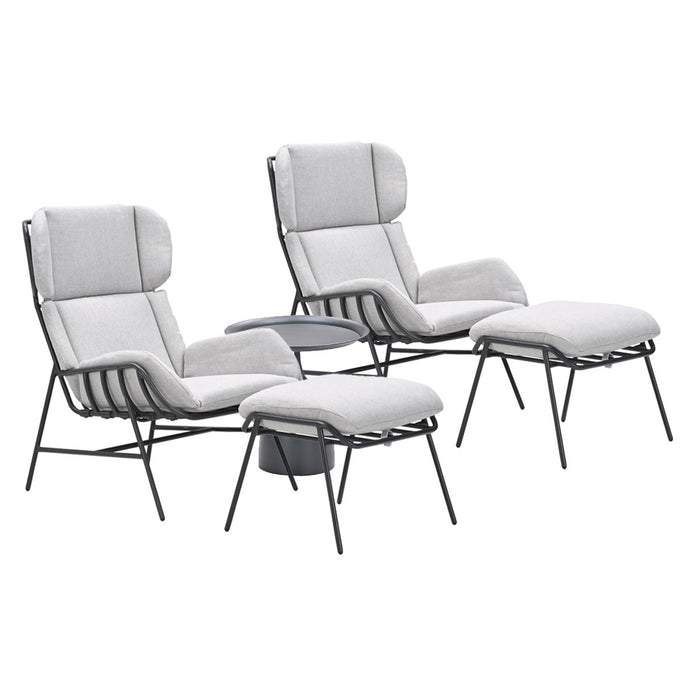 Garden Impressions Fresno loungestoelen donker grijs -Mati bijzettafel