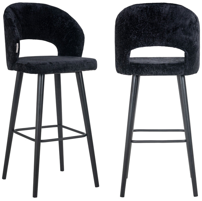 Richmond Interiors Savoy Barstoel Zwart Chenille