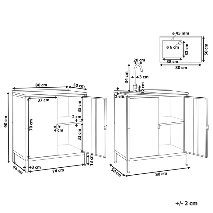 Beliani - VILAMA - Tuin keukenset 2-delig met spoelbak - Blauw - RVS