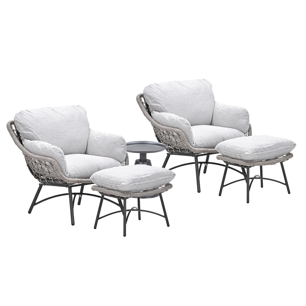 Garden Impressions Selene loungestoelen taupe - Tepa bijzettafel Ø50cm