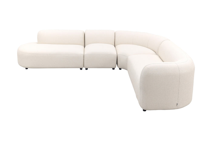 Madeira ronde hoekbank rechts + tussenelement - Naturel Sunbrella