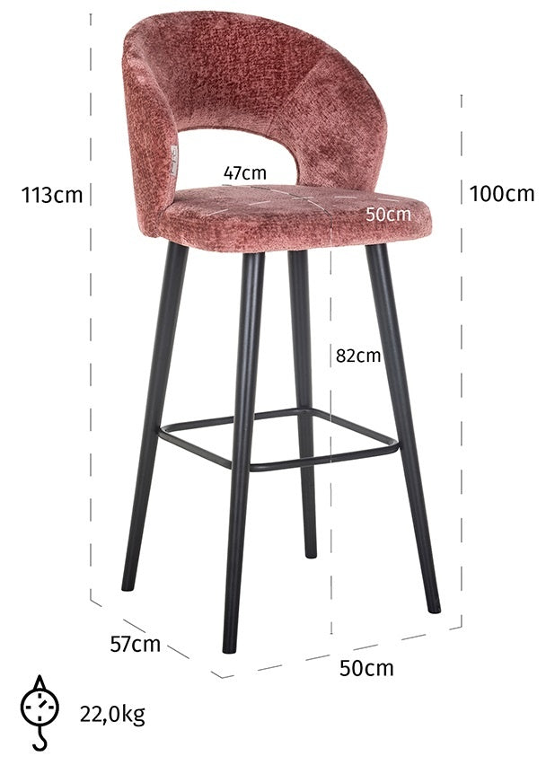 Richmond Interiors Savoy Barstoel Roze Chenille