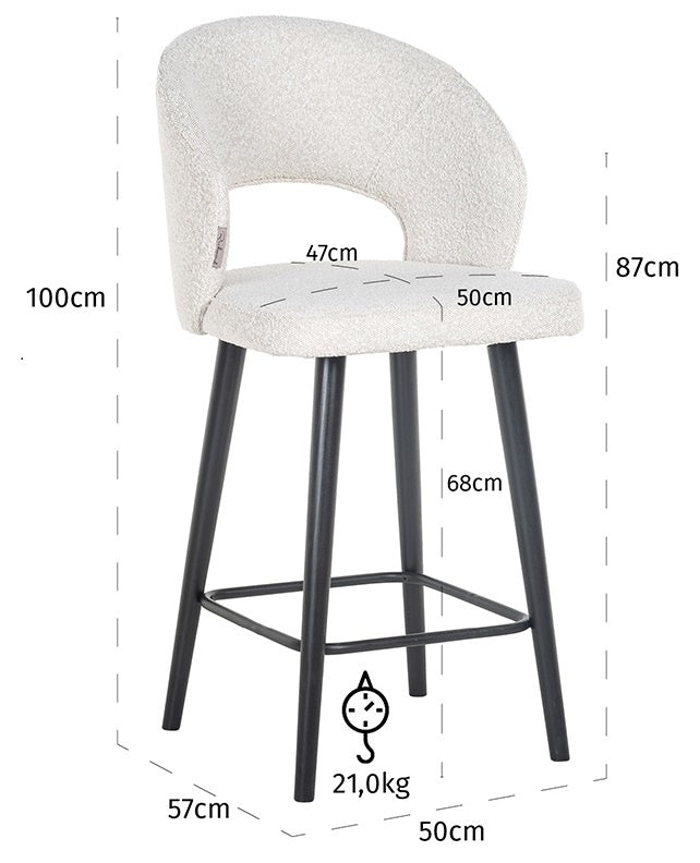 Richmond Interiors Savoy Counterstoel Wit Bouclé