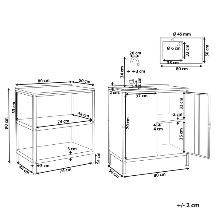 Beliani-VILAMA-Tuin kookeiland met keukenkast 2-delig-Groen-RVS