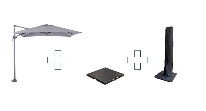 Zweefparasol Hawaii S - met voet en hoes - Lichtgrijs - 250 x 250 cm