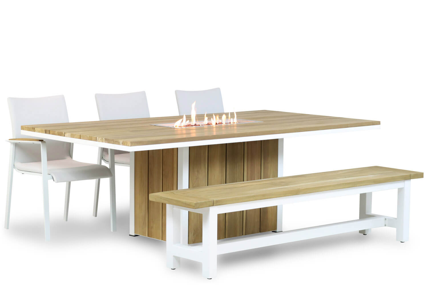 Lifestyle Garden FurnitureTuinsets met vuurtafel - Wit - 6