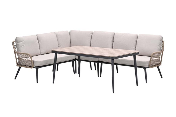 GI Allasio lounge-dining hoekset (5-delig) - Carbon black|Zand