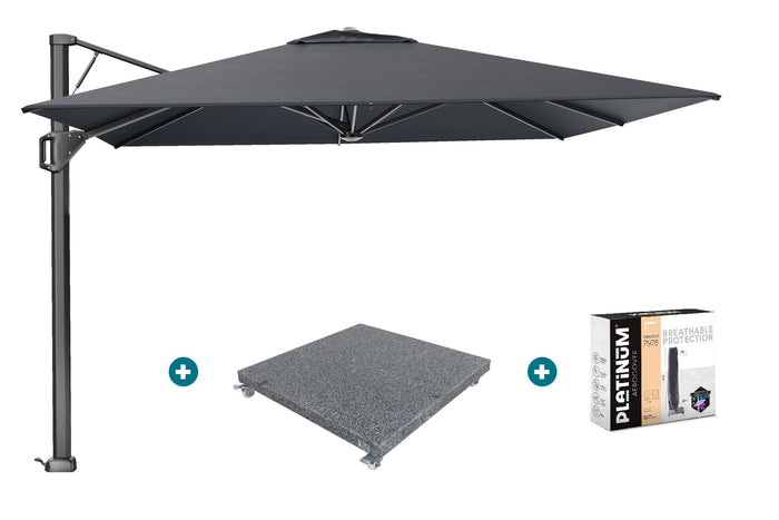 Platinum Beaufort Premium 3,2x3,2 m - Faded Black met voet en hoes