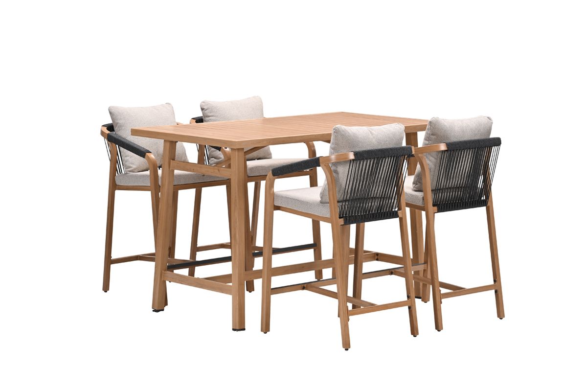 Monti barset - 5-dlg.- light teaklook - rope lava zwart - gobi sand