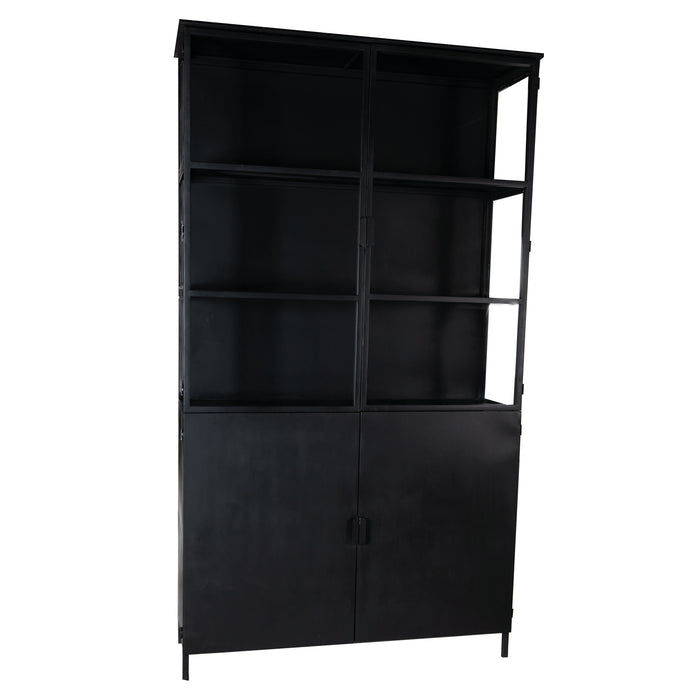 PTMD Elina Glass cabinet black iron frame 2 doors