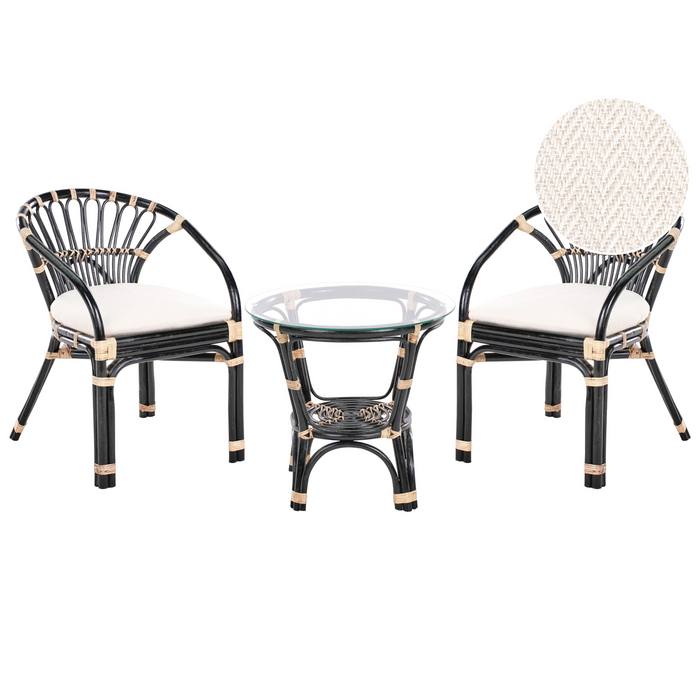 Beliani - PECORINI - Bistro set - Zwart - Rotan
