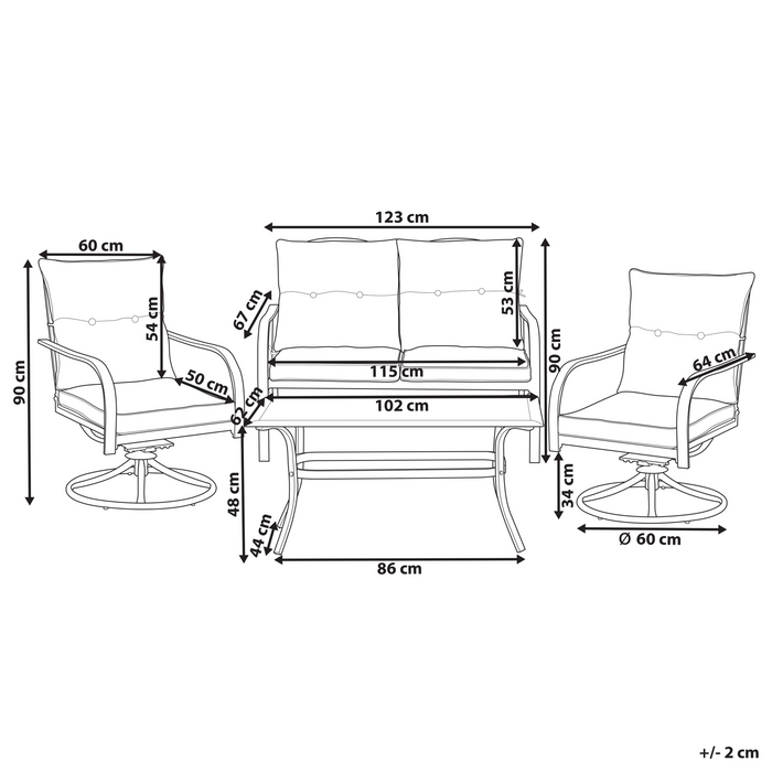 Beliani - MESTRINO - Loungeset 4-zits - Blauw - Staal