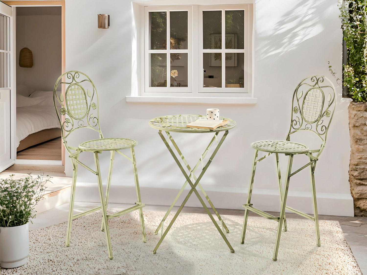 Beliani - BIVIO - Tuinbarset voor 2 - Lichtgroen - IJzer