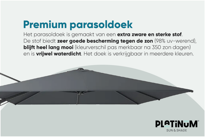 Platinum Challenger parasol T2 Premium - 2,6 x 3,5 m. - Faded Black