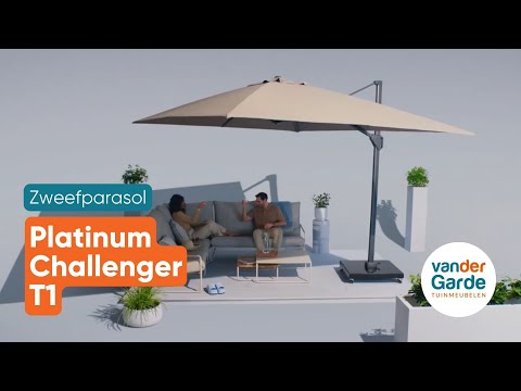 Platinum Challenger Zweefparasol T1 Premium 4x3 m. - Champagne - Teak