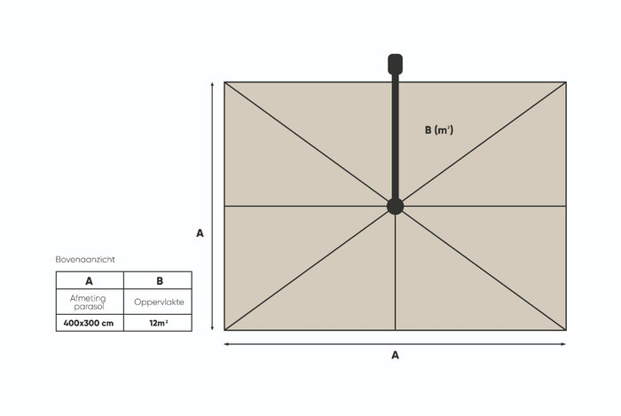 Platinum Challenger Zweefparasol T1 Premium 4x3 m. - Champagne - Teak