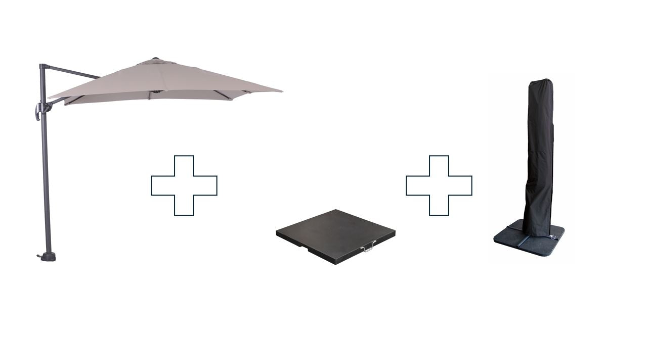 Zweefparasol Hawaii S - met voet en hoes - Zand - 250 x 250 cm