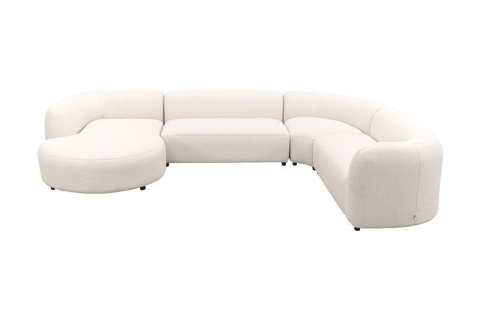 Madeira ronde u-vorm hoekbank + chaise longue rechts - Naturel Sunbrella