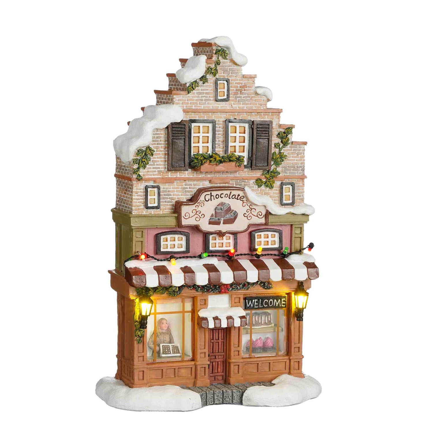 Luville Kerstdorp Chocolade winkel - 17.5x8.5x27.5 cm - Polyresin - Multi