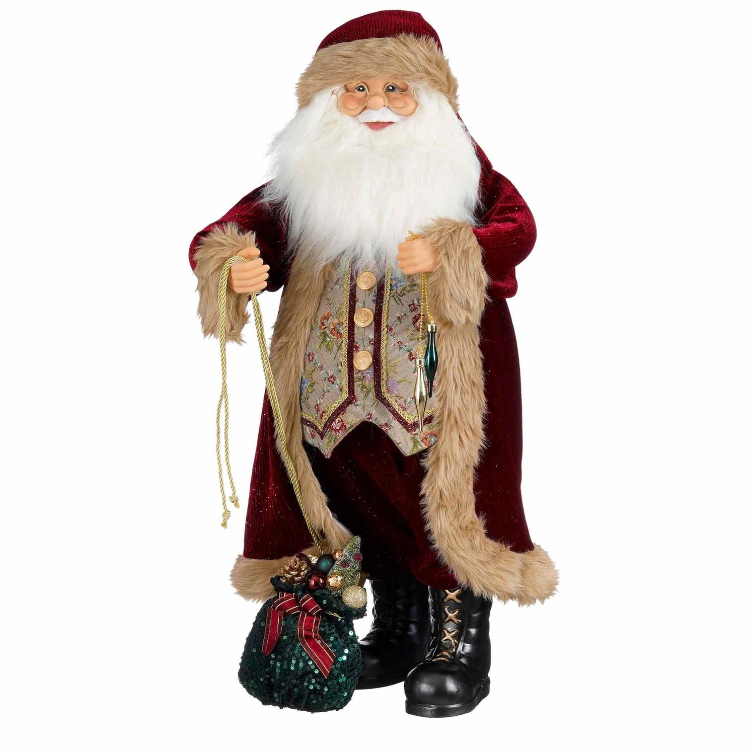 House of Seasons Kerstversiering Kerstman - 36x28x81 cm - Polystyreen - Bordeaux