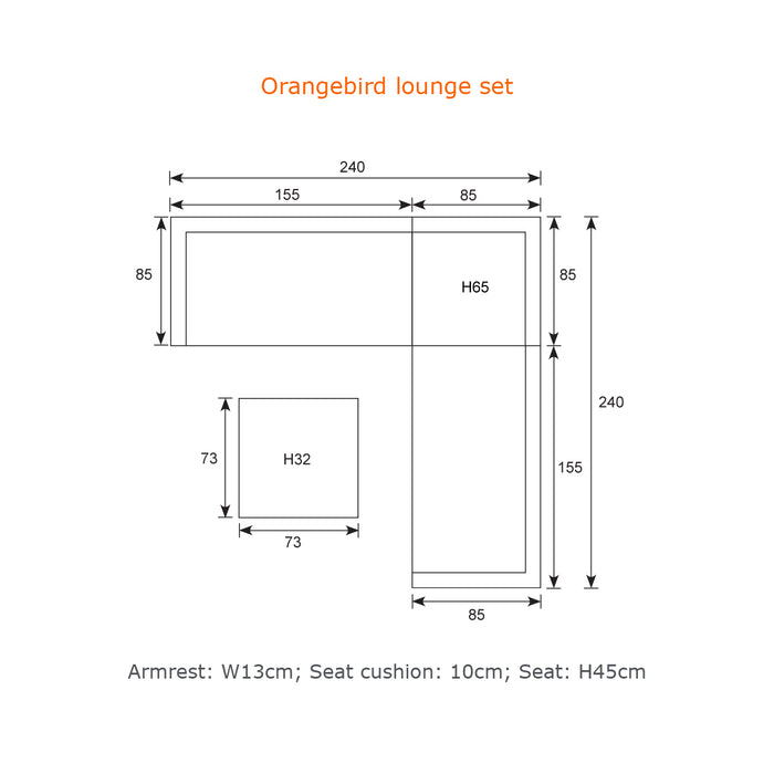 Orangebird loungeset - 4-delig- vintage grey - 2-half - reflex black