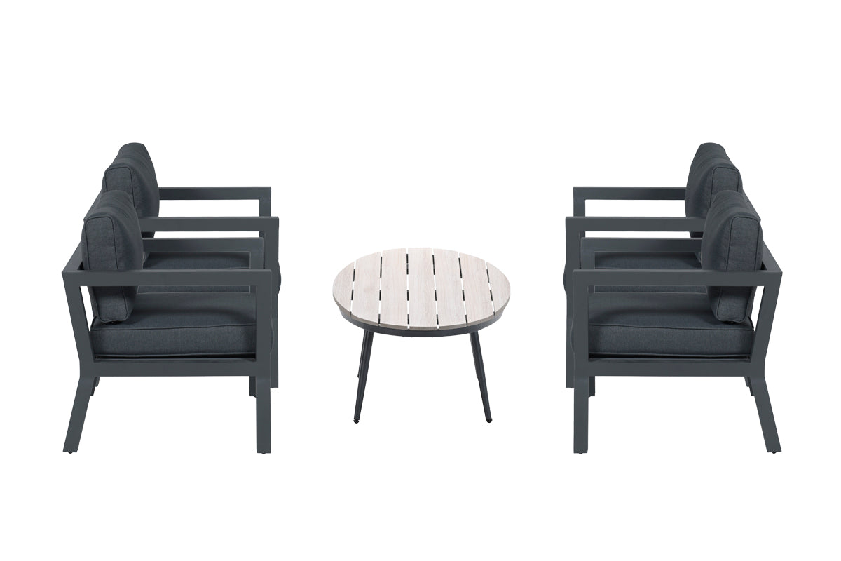 5-delige loungeset Ridge –4 luxe lounge fauteuils inclusief salontafel