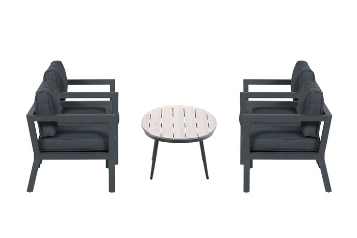 5-delige loungeset Ridge –4 luxe lounge fauteuils inclusief salontafel