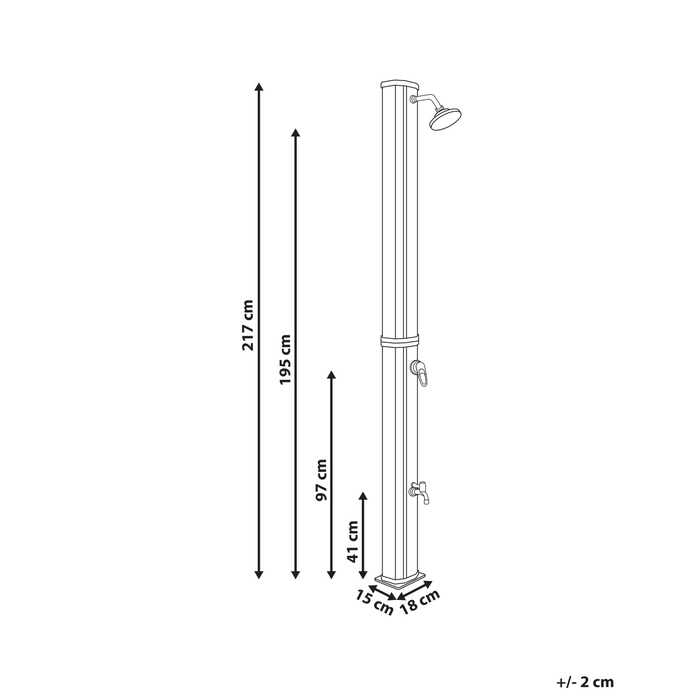 Beliani - TUXPAM - Buitendouche op zonne-energie - Zwart - PVC