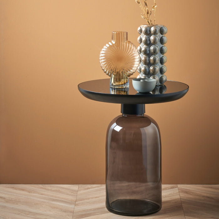 Bijzettafel Florence - Zwart - Glas - 50x58x50cm (BxHxD)