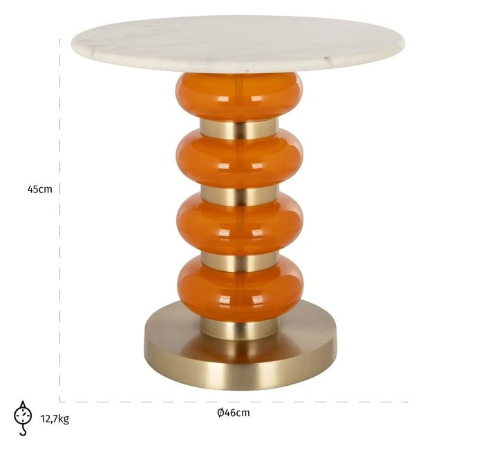 Richmond Interiors Boann Ronde Bijzettafel Marmer | Oranje