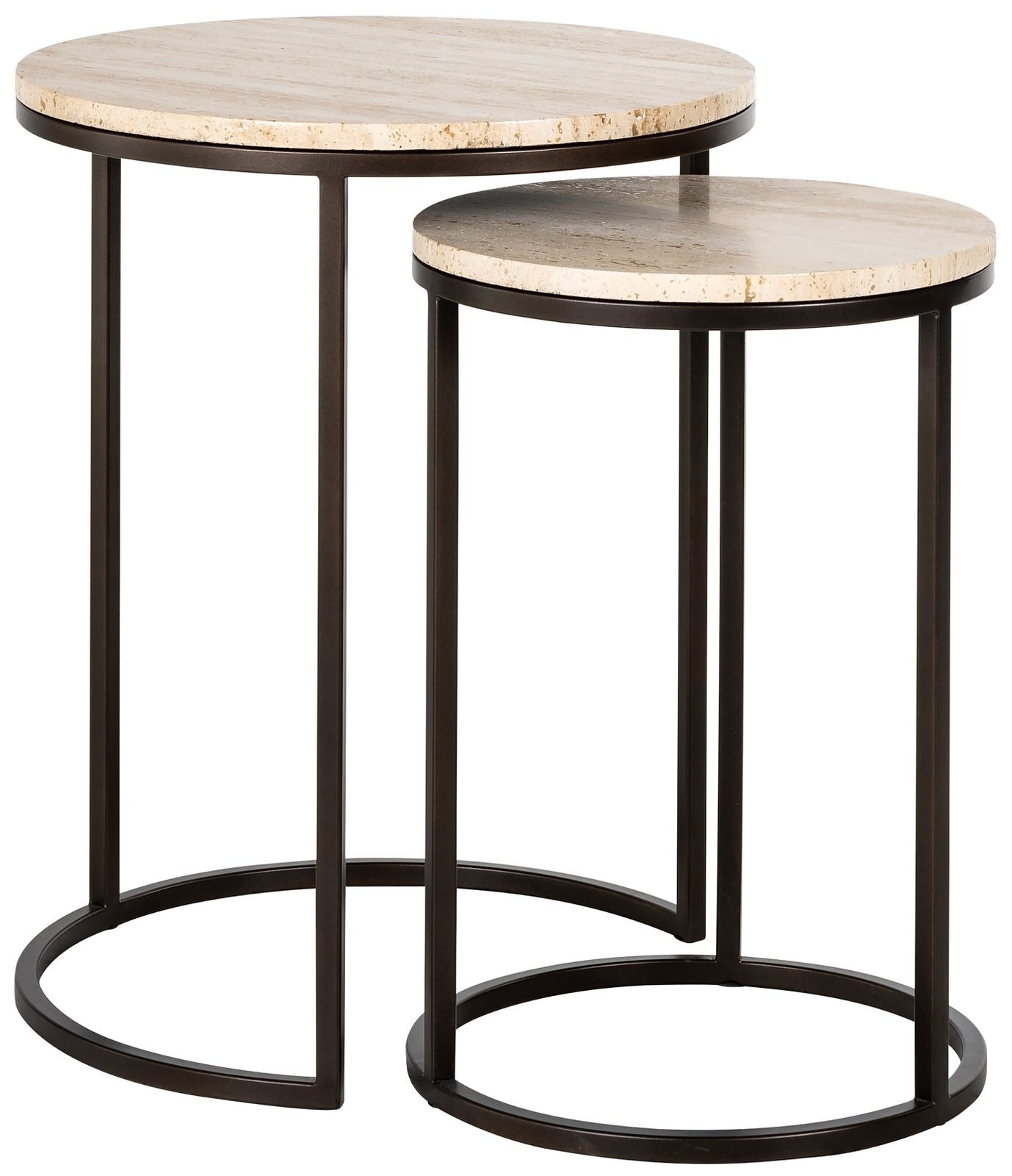 Richmond Interiors Avalon Travertijn Bijzettafel Set Rond